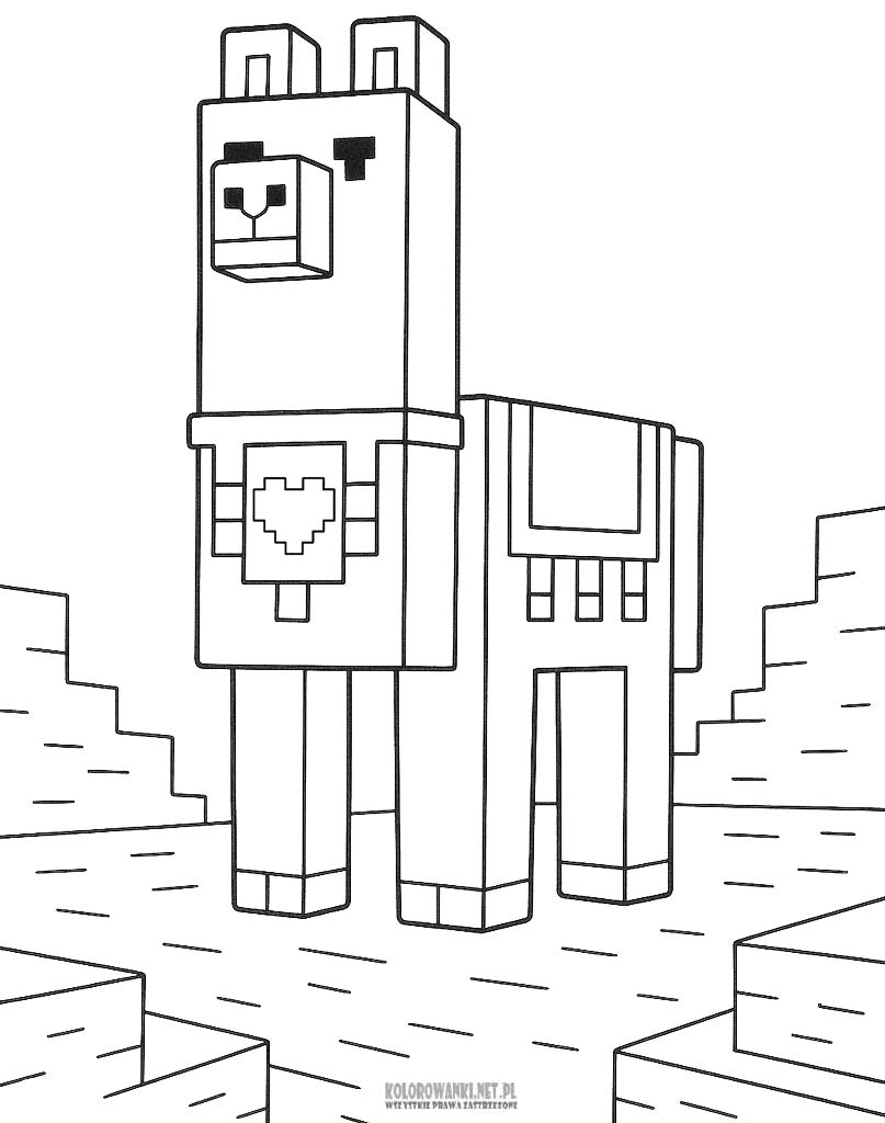 Alpaka Minecraft kolorowanka