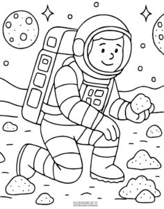 Astronauta na planecie Mars kolorowanka