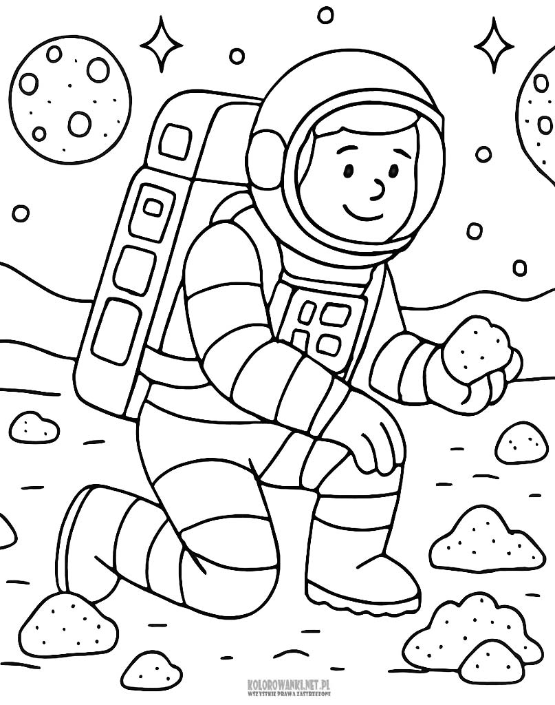 Astronauta na planecie Mars kolorowanka