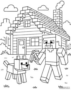 Domek Minecraft kolorowanka