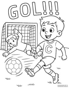 Gol Kolorowanka dla dzieci z piłkarzem i bramkarzem
