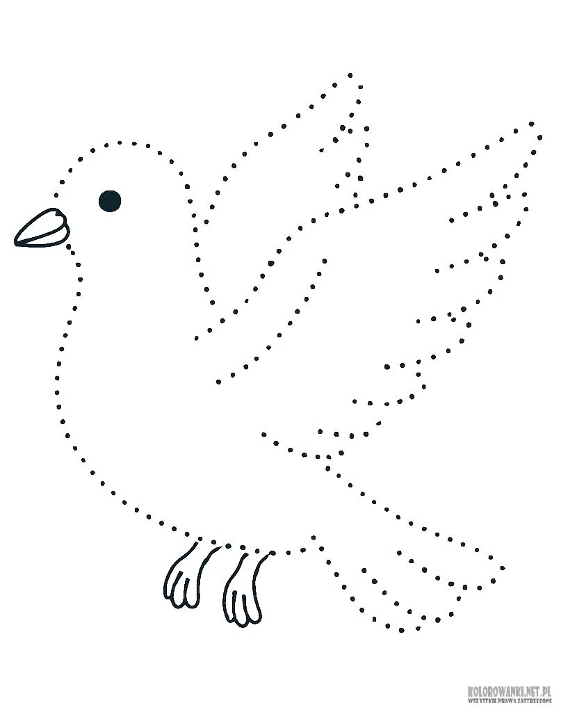Gołąbek do łączenia kropek - kolorowanka PDF dla dzieci