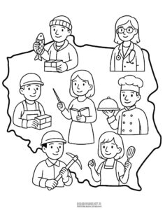 1 Maja – Dzień Pracy w kolorowance dla dzieci