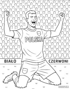 Kolorowanka z piłkarzem na murawie