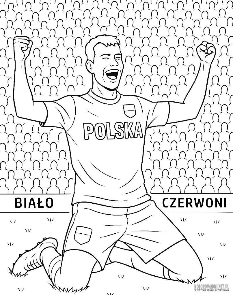 Kolorowanka z piłkarzem na murawie