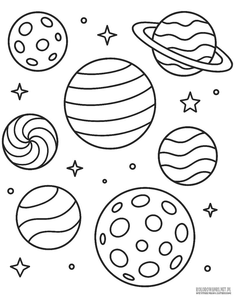 Kolorowanki dla dzieci z planetami
