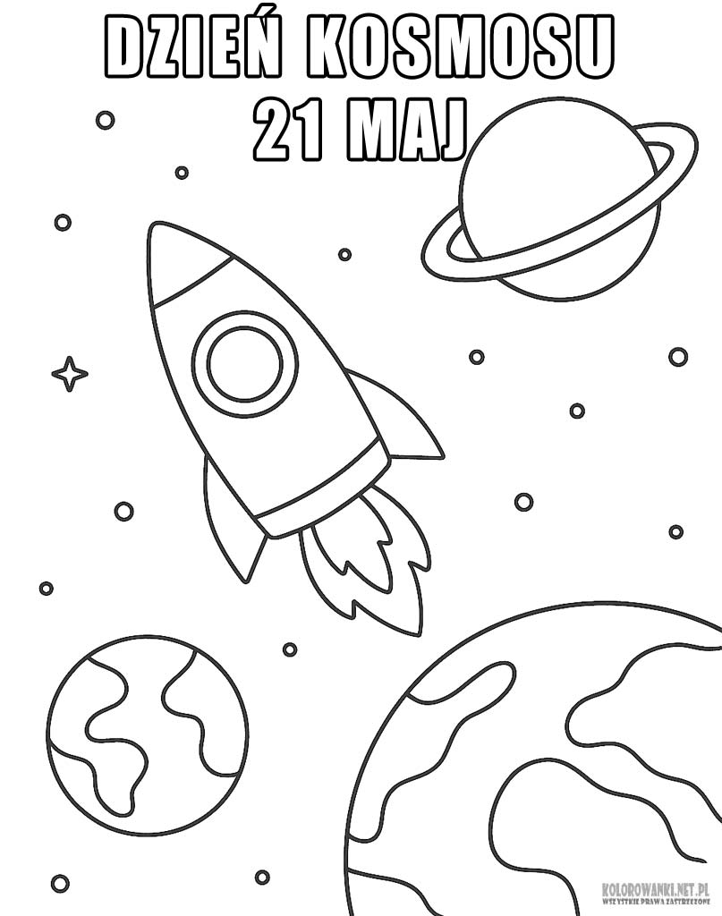 Kolorowanki na Dzień Kosmosu 21 maj
