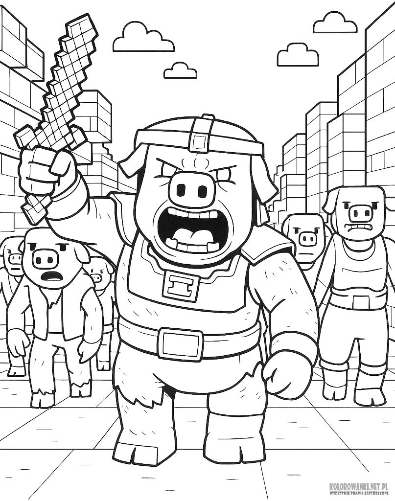 Piglin Nether kolorowanka z filmu Minecraft