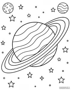 Planeta Saturn kolorowanka do druku