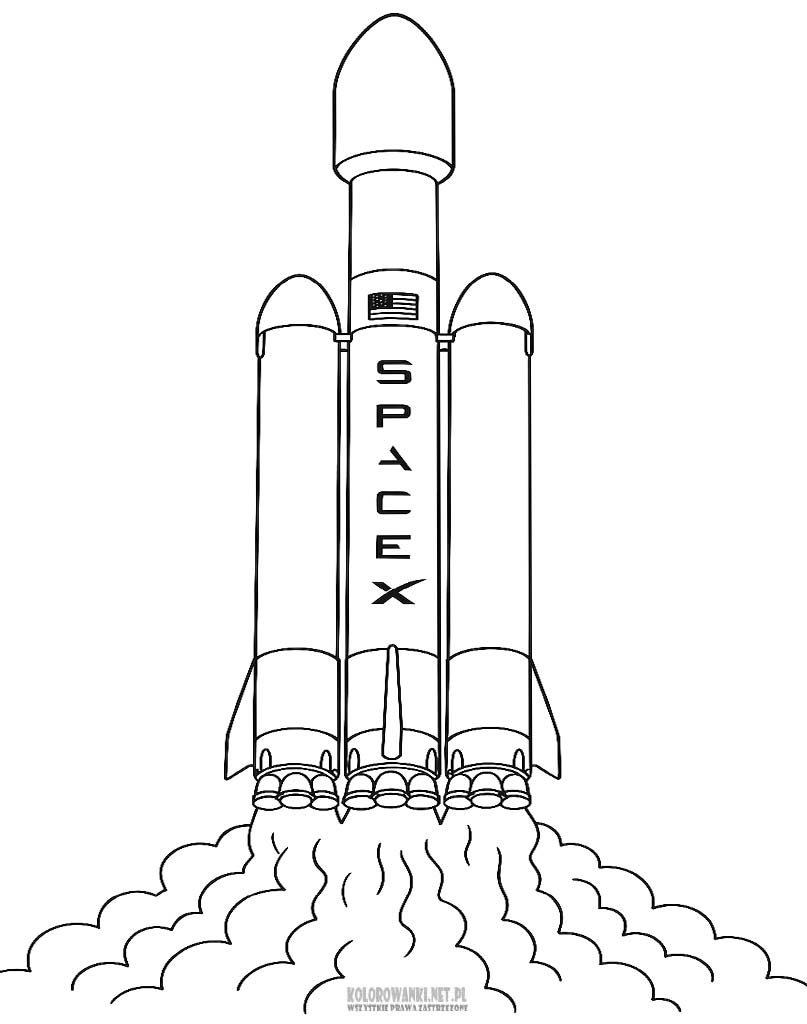 Rakieta SpaceX kolorowanka do druku