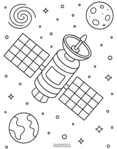 Satelita w kosmosie kolorowanka do druku