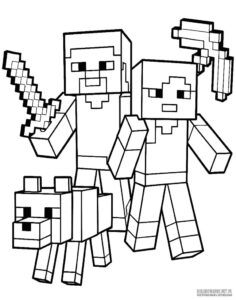 Steve i Alex kolorowanka Minecraft