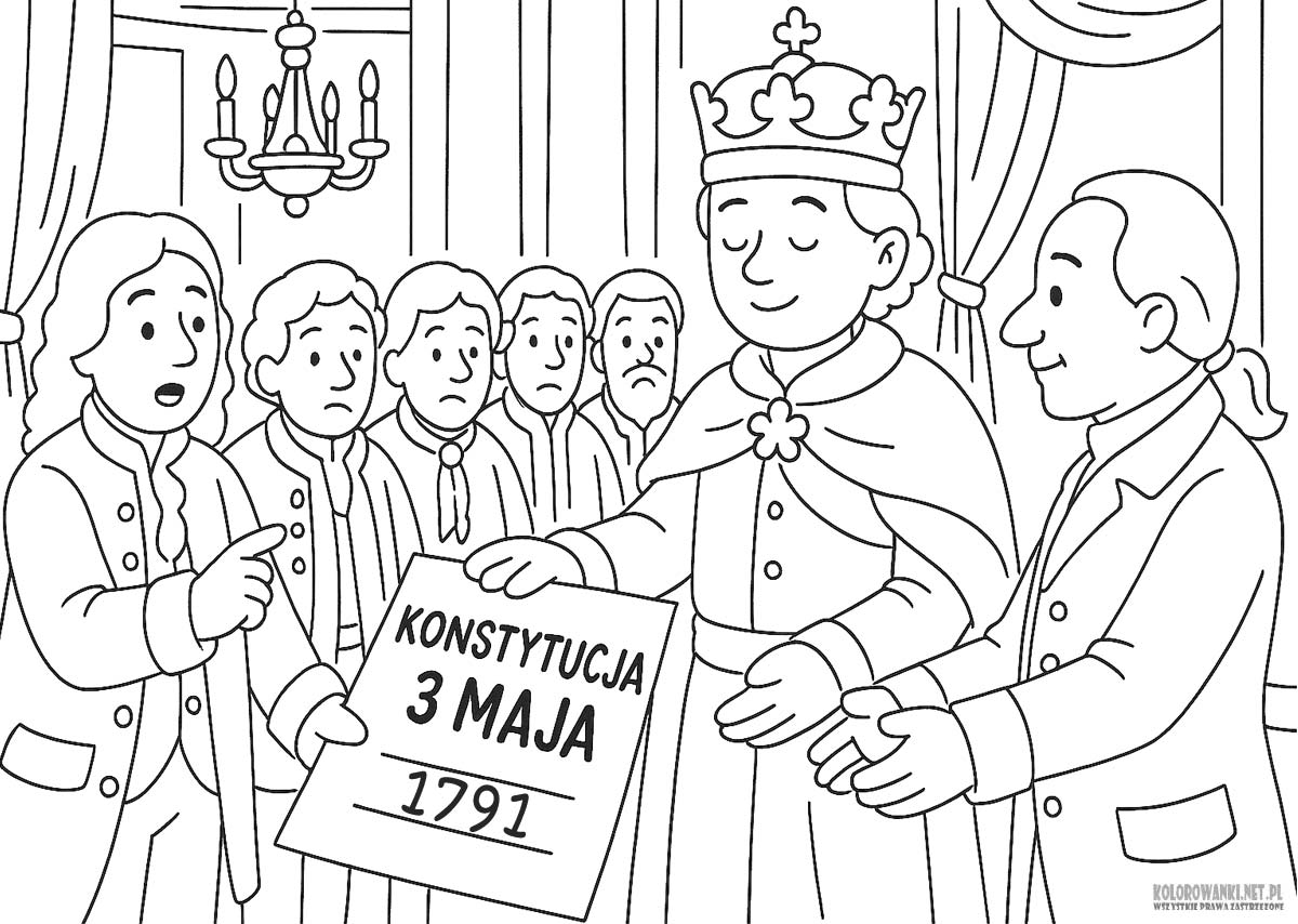 Uchwalenie Konstytucji 3 Maja kolorowanka dla dzieci