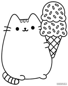 Kolorowanka Pusheen z lodami